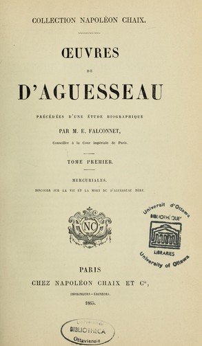 Oeuvres de d'Aguesseau