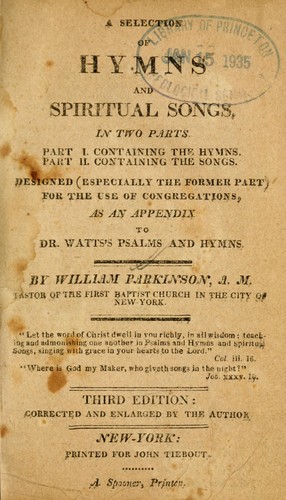 A Selection of hymns and spiritual songs