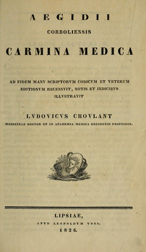 Aegidii Corboliensis carmina medica