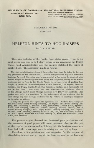 Helpful hints to hog raisers