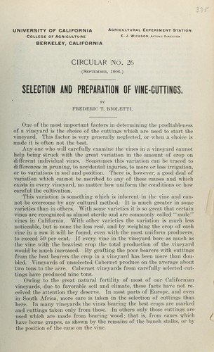 Selection and preparation of vine-cuttings