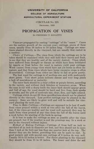 Propagation of vines
