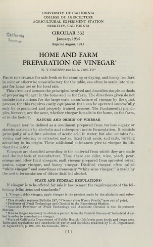 Home and farm preparation of vinegar