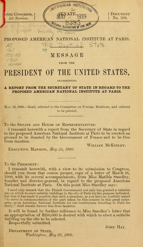 Proposed American National Institute at Paris