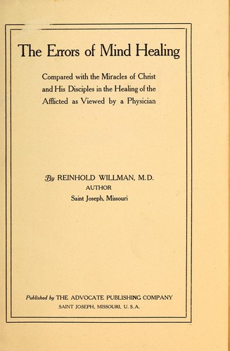 The errors of mind healing