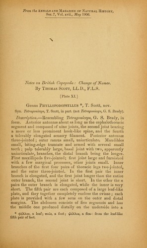 Notes on British Copepoda: change of names