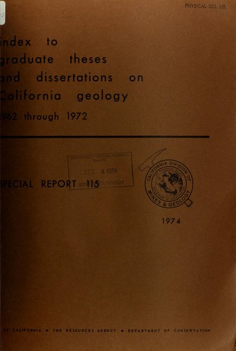 Index to graduate theses and dissertations on California geology, 1962 through 1972