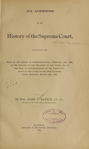 An address on the history of the Supreme court