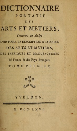 Dictionnaire portatif des arts et métiers