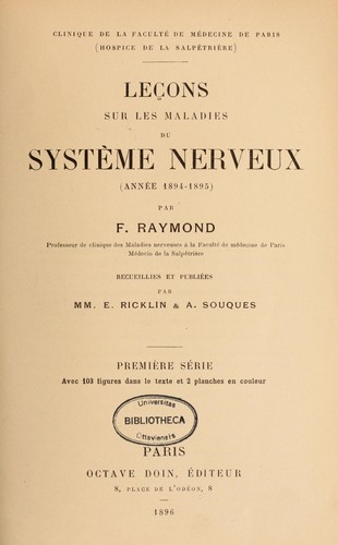 Leçons sur les maladies du système nerveux