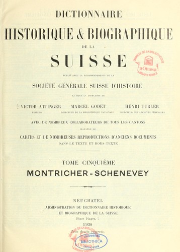 Dictionnaire historique & biographique de la Suisse
