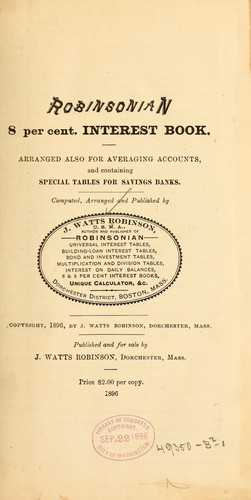 Robinsonian 8 per cent, interest book