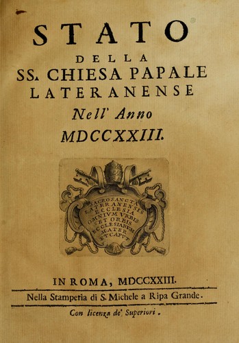 Stato della SS. chiesa papale Lateranense nell'anno MDCCXXIII