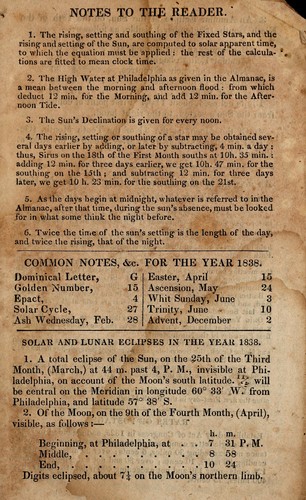 Poor Wills almanac, for the year 1838