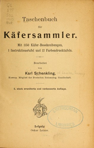 Taschenbuch für käfersammler ...