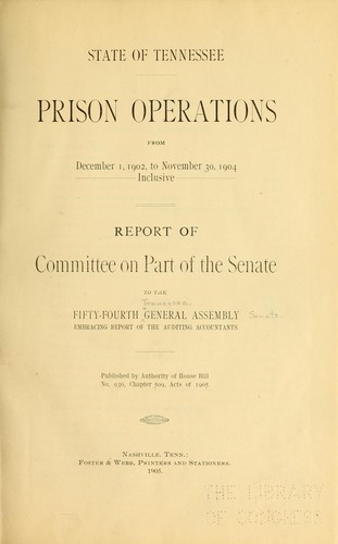 Prison operations from December 1, 1902, to November 30, 1904 inclusive