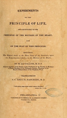 Experiments on the principle of life