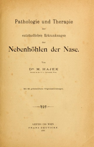 Pathologie und Therapie der entzündlichen Erkrankungen der Nebenhöhlen der Nase
