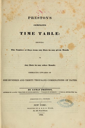 Preston's complete time table