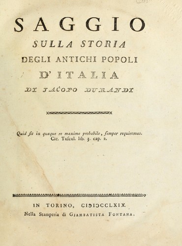 Saggio sulla storia degli antichi popoli d'Italia