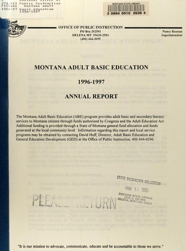 Montana adult basic education 1996-1997