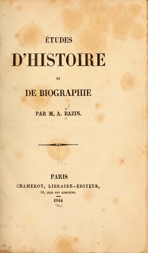 Études d'histoire et de biographie