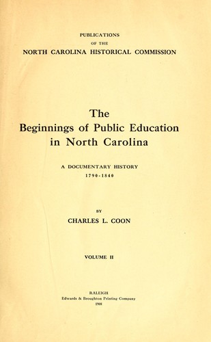 The beginnings of public education in North Carolina