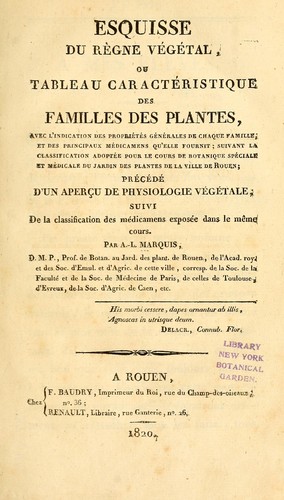 Esquisse du règne végétal, ou, Tableau caractéristique des familles des plantes