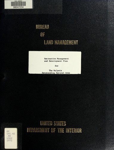 Recreation management and development plan for the Malpais Outstanding Natural Area, New Mexico