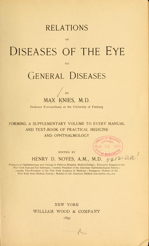 Relations of diseases of the eye to general diseases