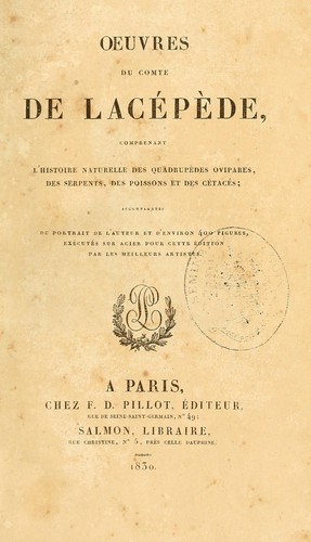 Oeuvres du comte de Lacépède