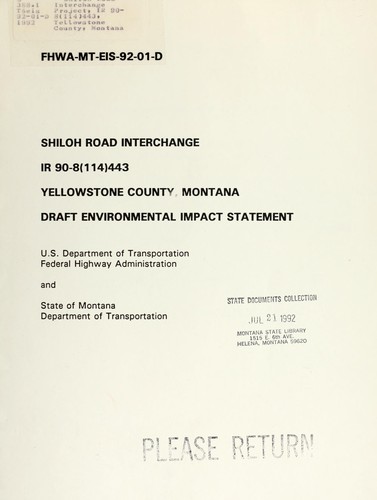 Shiloh Road Interchange Project, IR 90-8(114)443, Yellowstone County, Montana
