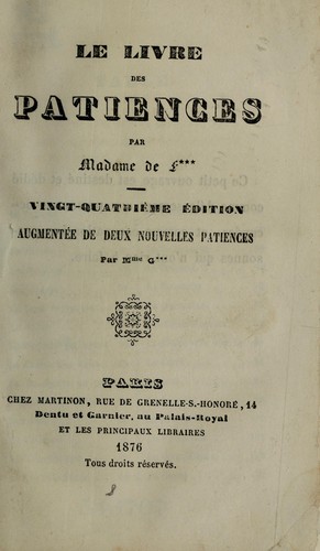Le livre des patiences
