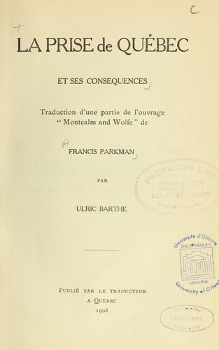 La prise de Québec et ses conséquences