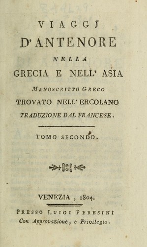 Viaggj d'Antenore nella grecia e nell'Asia
