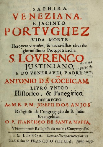 Saphira veneziana, e Jacinto portuguez