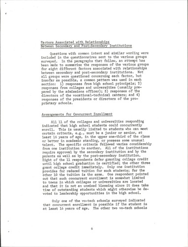Technical report on relations between post-secondary education and secondary education