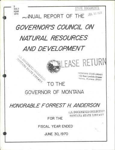 Annual report of the Governor's Council on Natural Resources and Development