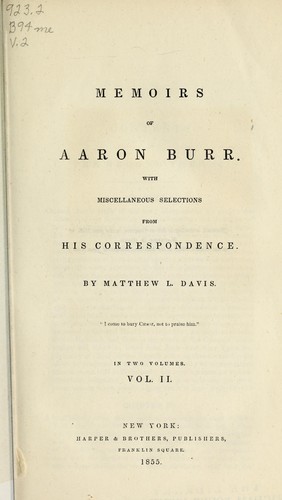 Memoirs of Aaron Burr