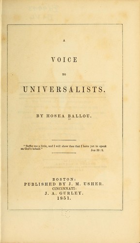 A voice to Universalists