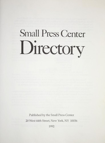 Small Press Center Directory