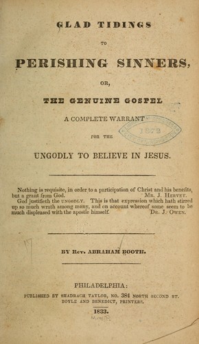Glad tidings to perishing sinners