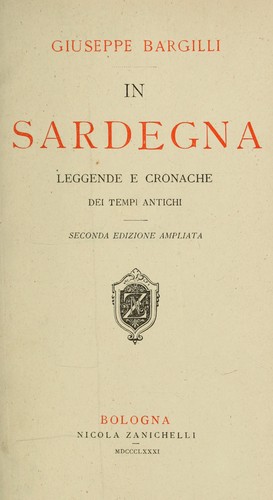 In Sardegna leggende e cronache dei tempi antiche