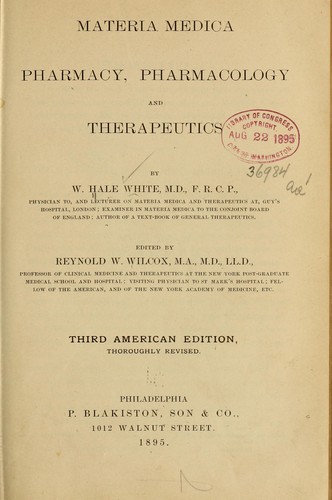 Materia medica, pharmacy, pharmacology and therapeutics