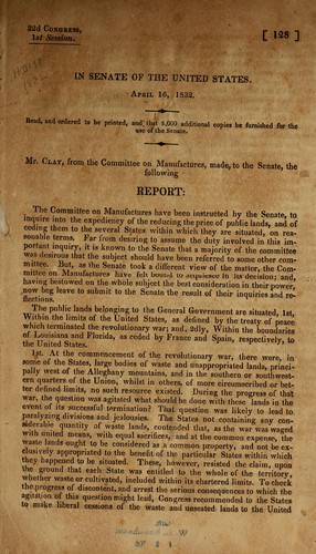 Report [on the expediency of reducing the price of public lands