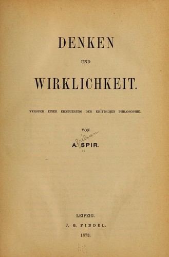 Denken und wirklichkeit