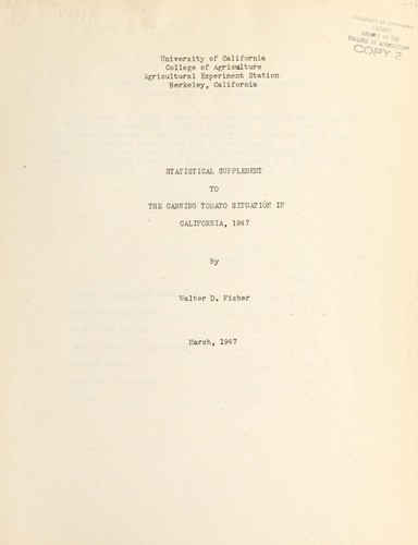 Statistical supplement to the canning tomato situation in California, 1947