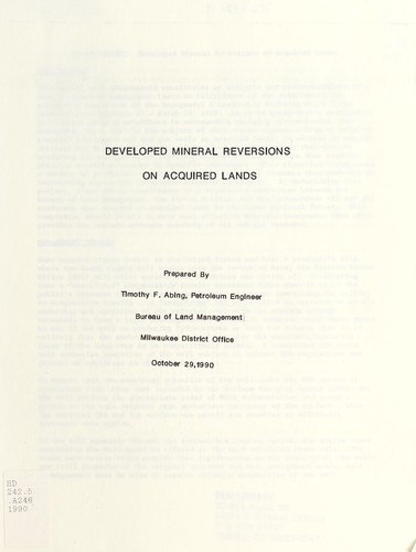 Developed mineral reversions on acquired lands