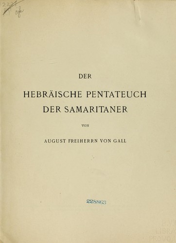Der hebräische Pentateuch der Samaritaner