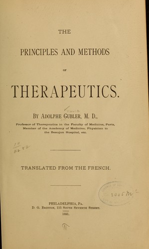 The principles and methods of therapeutics